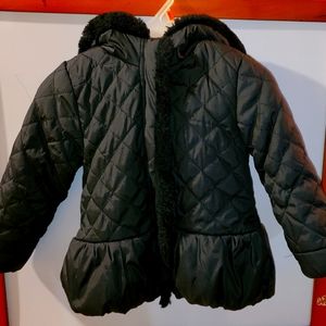 Jessica Simpson Black Peplum coat for Girls 4T Hoddie Quilted